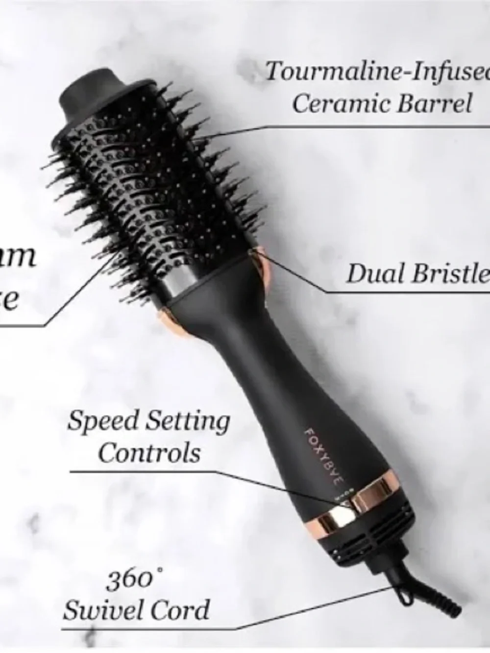 Foxybae Black Tourmaline-Infused Hot Air Styling Brush - Black